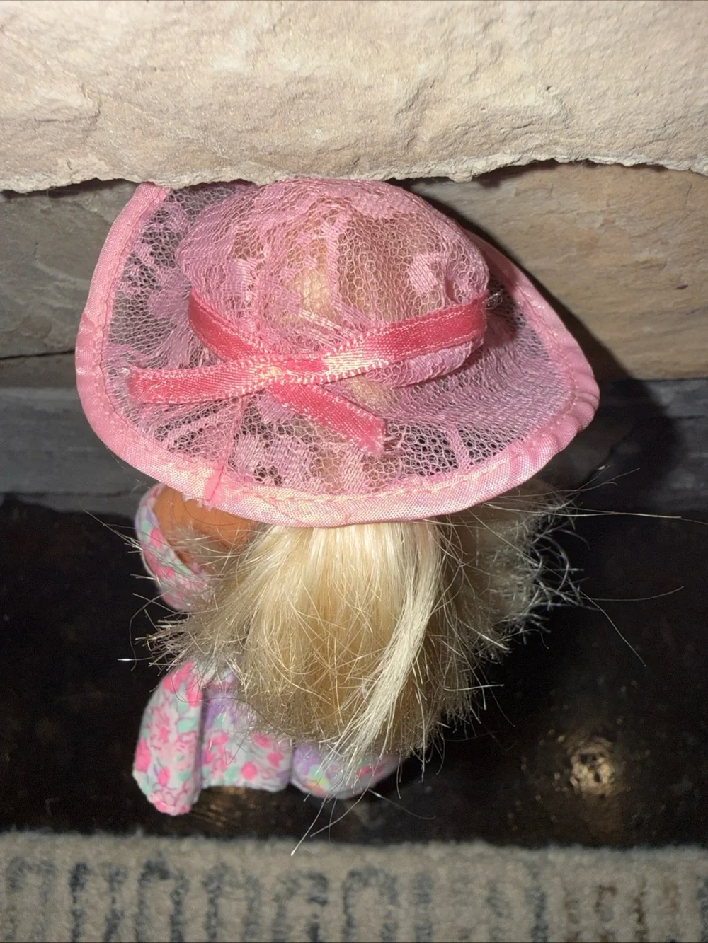 Barbie vintage floral dress lace hat and shoes